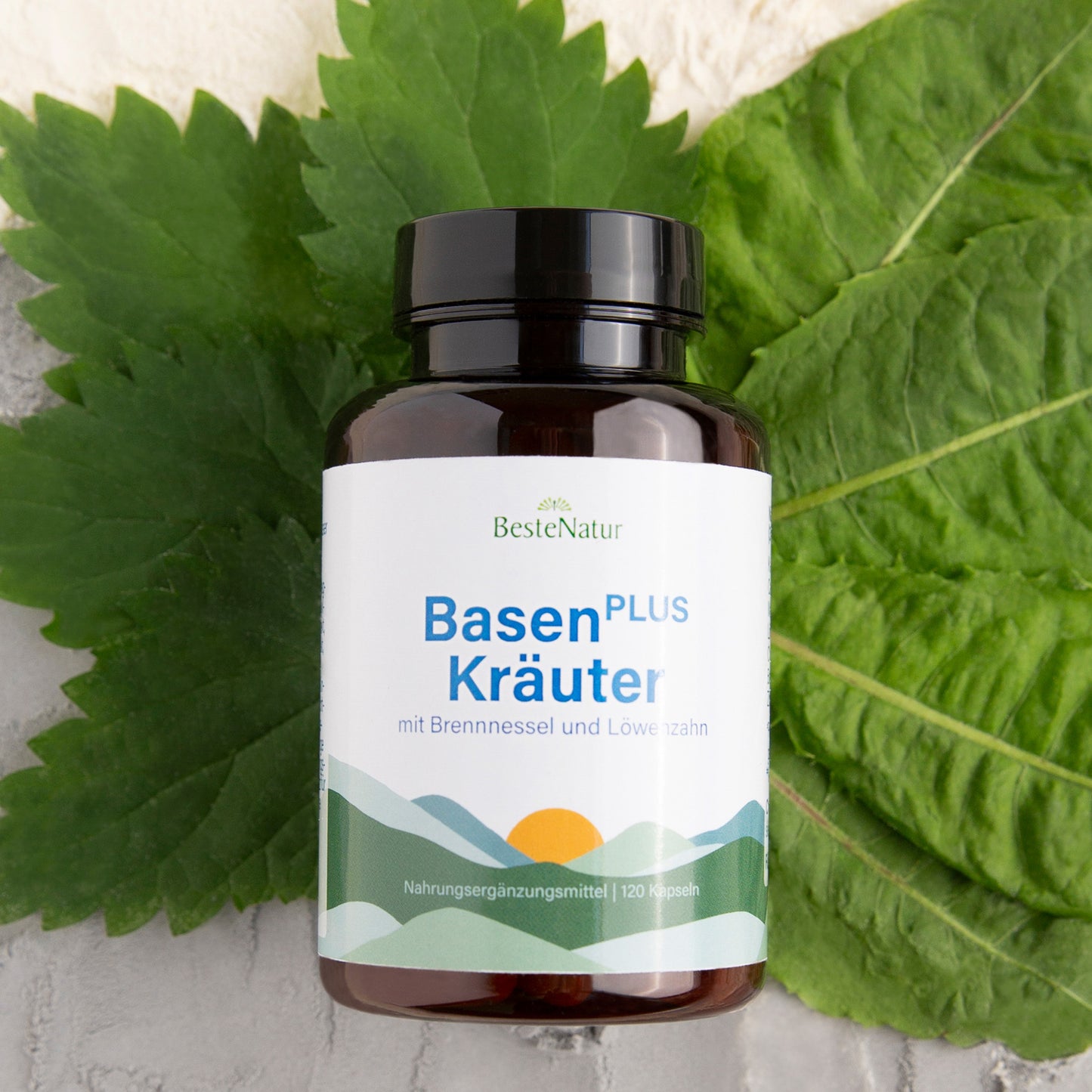 Basen plus Kräuter, Basen Kapseln mit Brennessel und Löwenzahn, Kalium, Calcium, Magnesium und Zink, für den Säure-Basen Haushalt, vegan, Nahrungsergänzungsmittel
