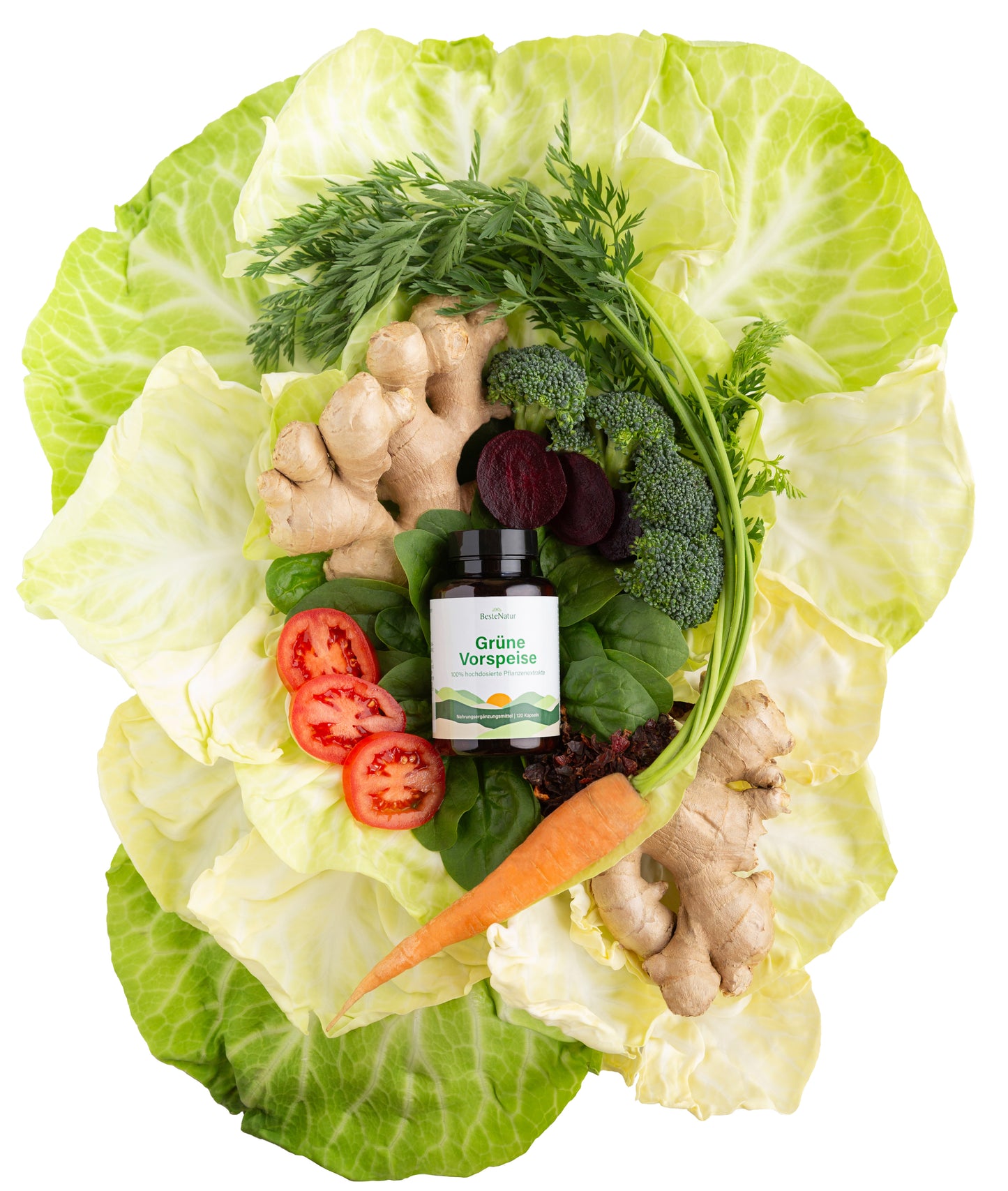 Grüne Vorspeise Gemüseextrakt-Kapseln mit 300% Vitamin C, Sulforaphan aus Brokkoliextrakt, Ingwerextrakt, Lycopin aus Tomatenextrakt, Spinatextrakt und mehr, Nahrungsergänzungsmittel, pflanzlich