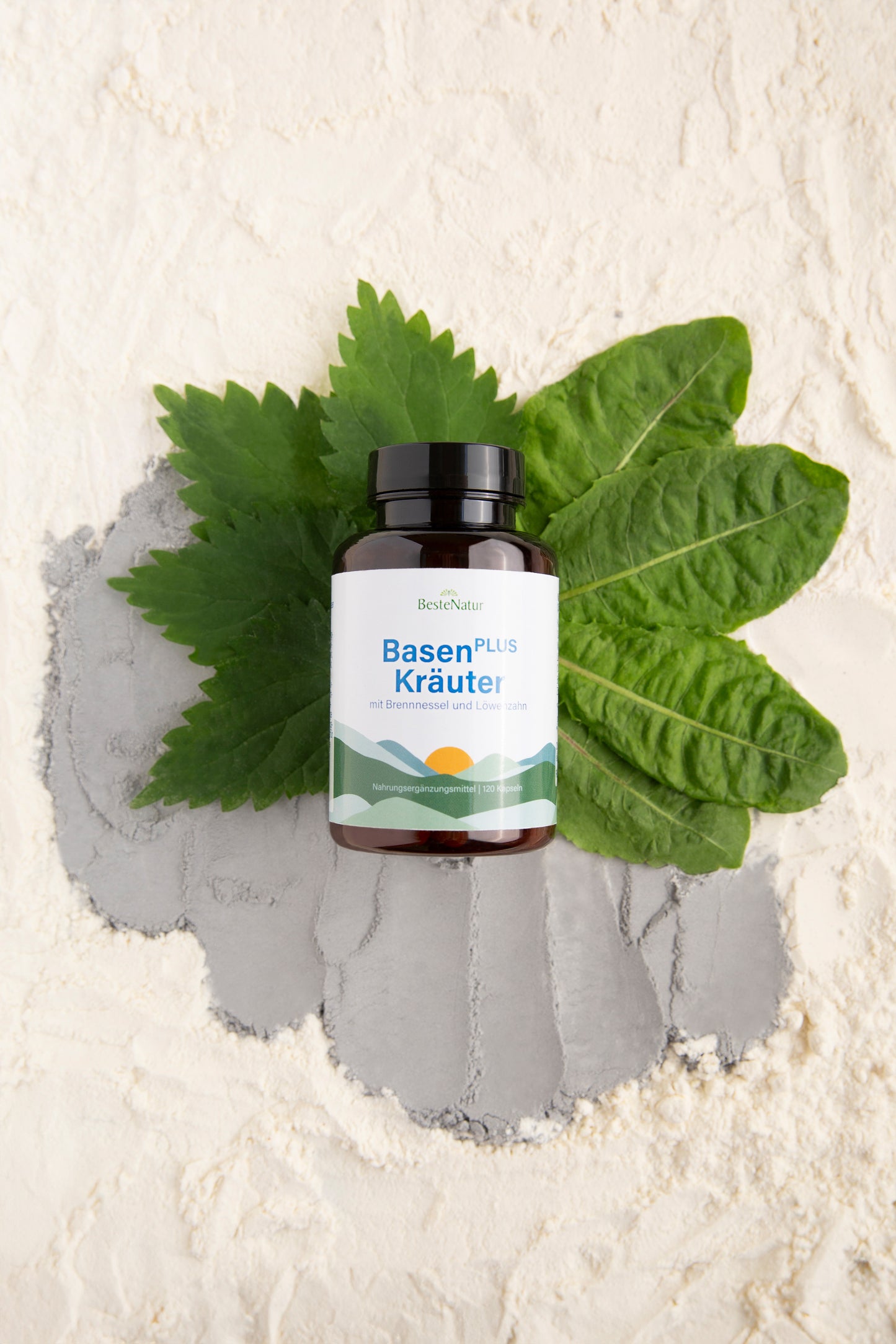 Basen plus Kräuter, Basen Kapseln mit Brennessel und Löwenzahn, Kalium, Calcium, Magnesium und Zink, für den Säure-Basen Haushalt, vegan, Nahrungsergänzungsmittel